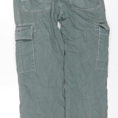 Bershka Men’s Green Wide-Leg Cargo Jeans Size 30