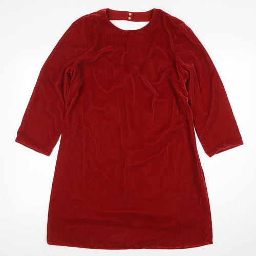 B. Loren Series Women Red Velvet Shift Knee Length Dress Size 14