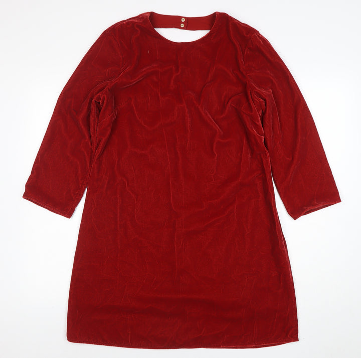 B. Loren Series Women Red Velvet Shift Knee Length Dress Size 14