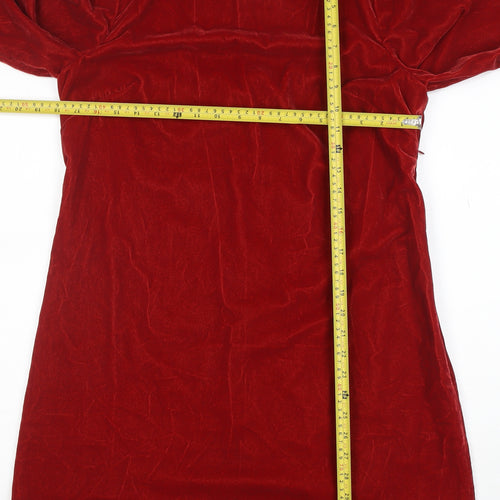 B. Loren Series Women Red Velvet Shift Knee Length Dress Size 14