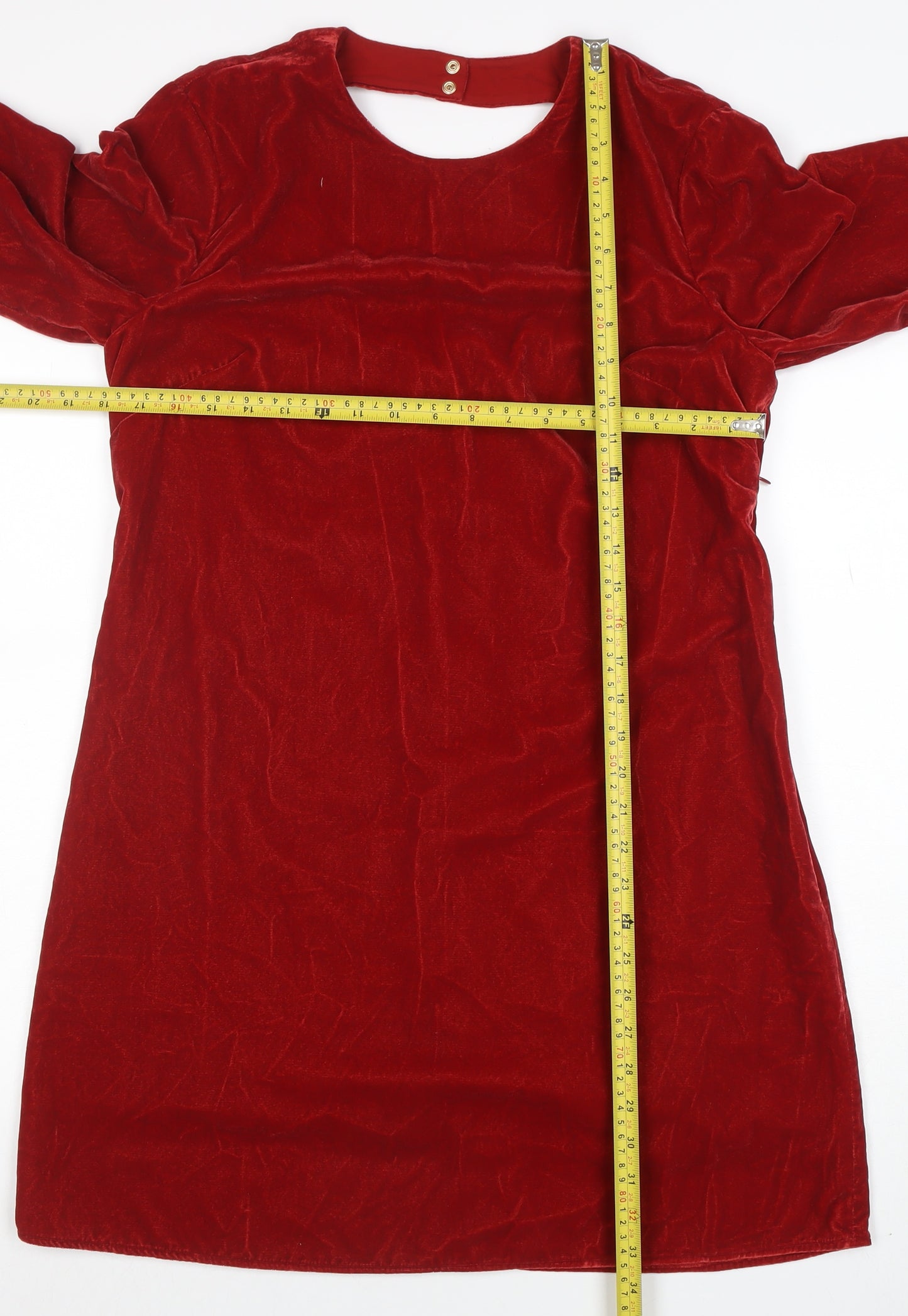 B. Loren Series Women Red Velvet Shift Knee Length Dress Size 14
