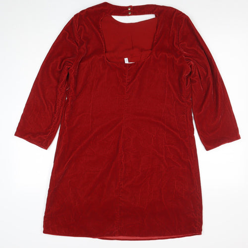 B. Loren Series Women Red Velvet Shift Knee Length Dress Size 14