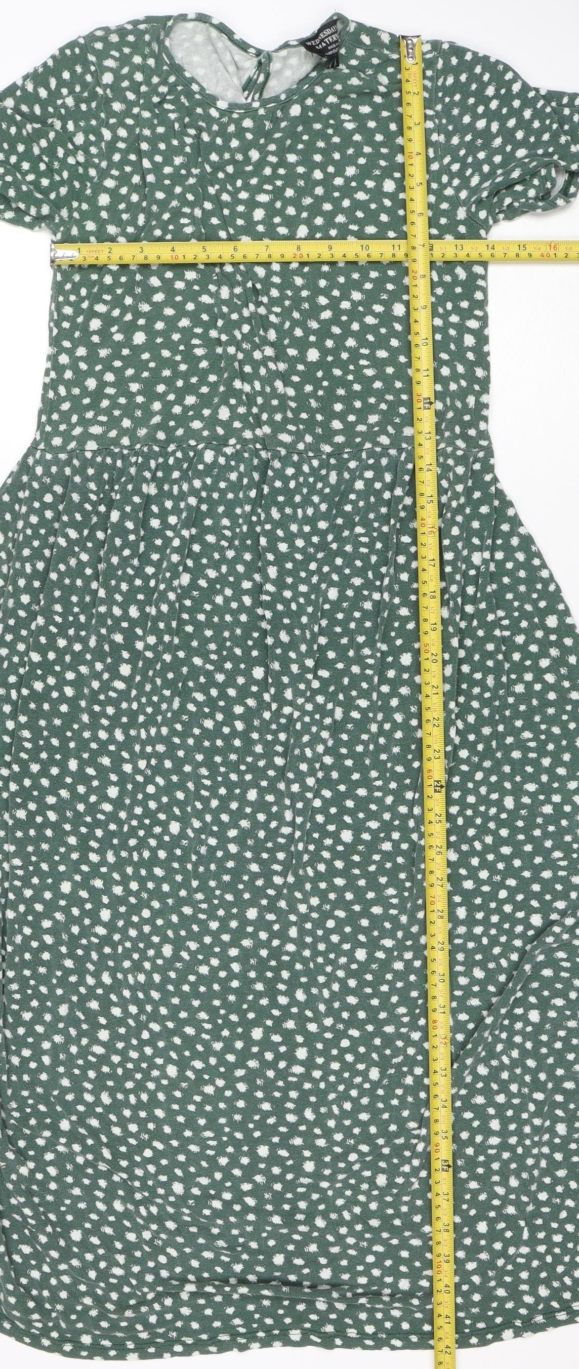 Wednesday's Girl Women Green Polka Dot Midi Maternity Dress Size 8