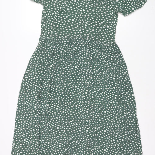 Wednesday's Girl Women Green Polka Dot Midi Maternity Dress Size 8