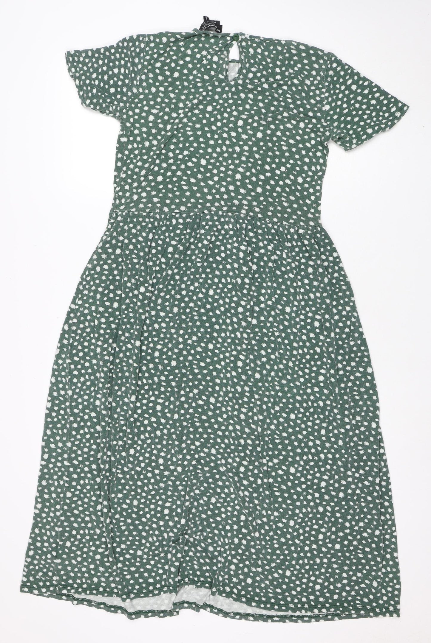 Wednesday's Girl Women Green Polka Dot Midi Maternity Dress Size 8