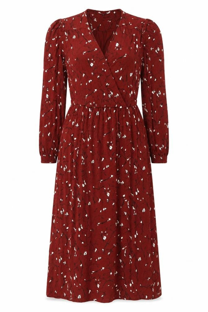 Thought Womens Red Floral Fit & Flare Midi Dress Size 10