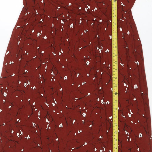 Thought Womens Red Floral Fit & Flare Midi Dress Size 10
