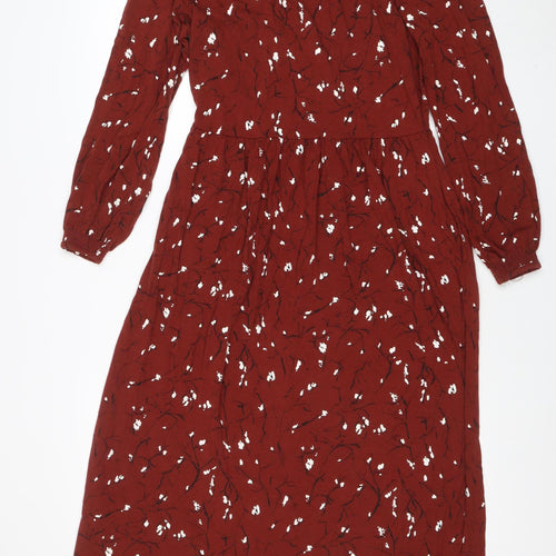 Thought Womens Red Floral Fit & Flare Midi Dress Size 10