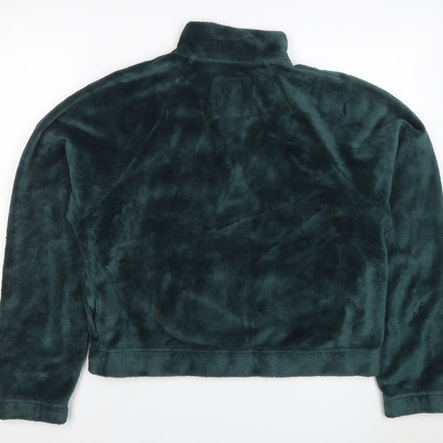 Hollister Women's Green Fleece 1/4 Zip Pullover Sweatshirt M