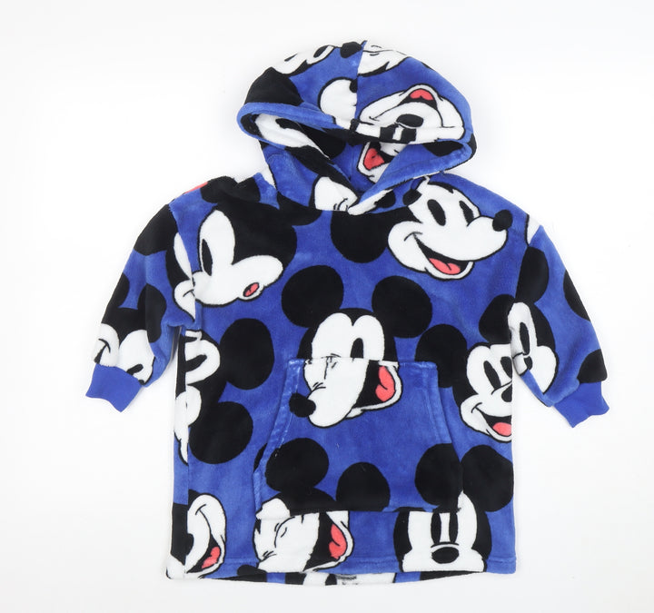 Marks and Spencer Boys Blue Mickey Mouse Fleece Pullover Hoodie 3-4 Years