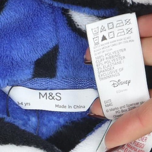 Marks and Spencer Boys Blue Mickey Mouse Fleece Pullover Hoodie 3-4 Years