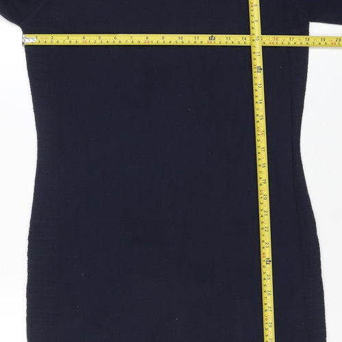 Next Women Blue Knit Jumper Dress Size 12 Long Sleeve Crew Neck