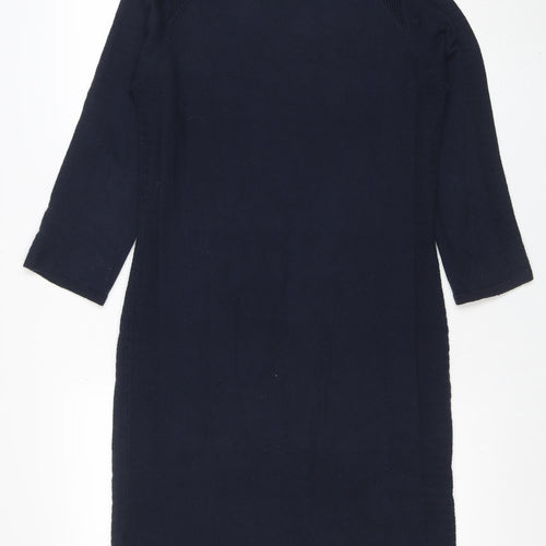 Next Women Blue Knit Jumper Dress Size 12 Long Sleeve Crew Neck