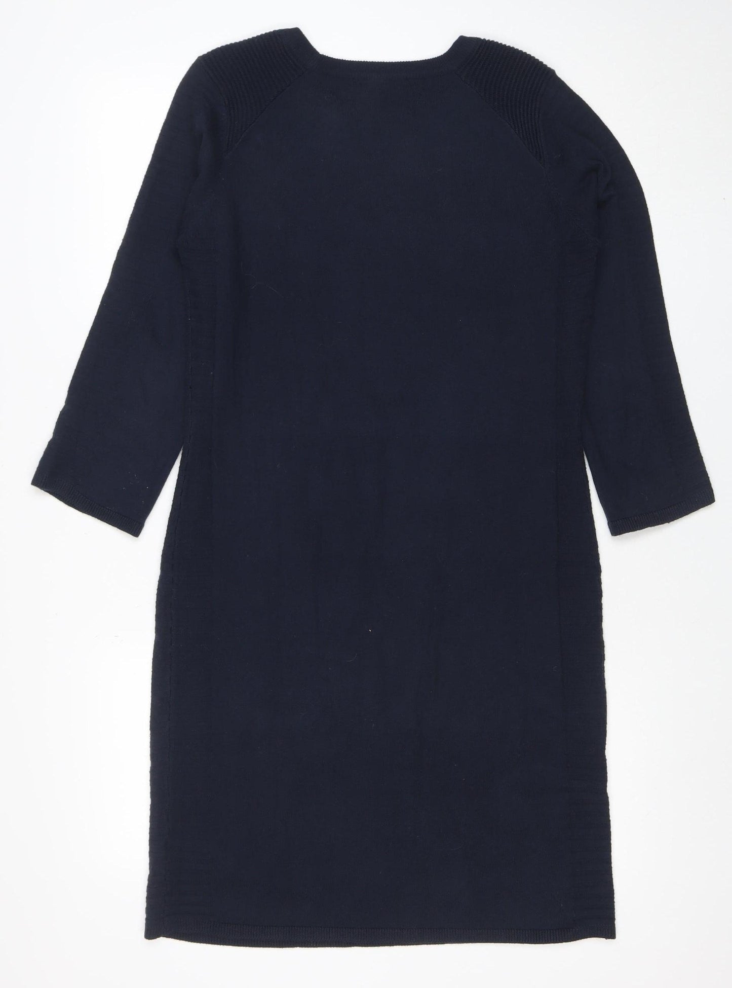 Next Women Blue Knit Jumper Dress Size 12 Long Sleeve Crew Neck