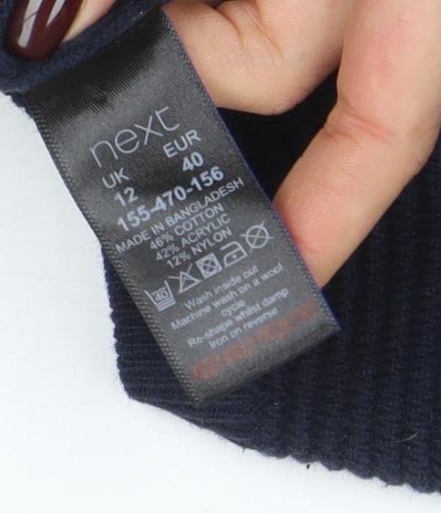 Next Women Blue Knit Jumper Dress Size 12 Long Sleeve Crew Neck
