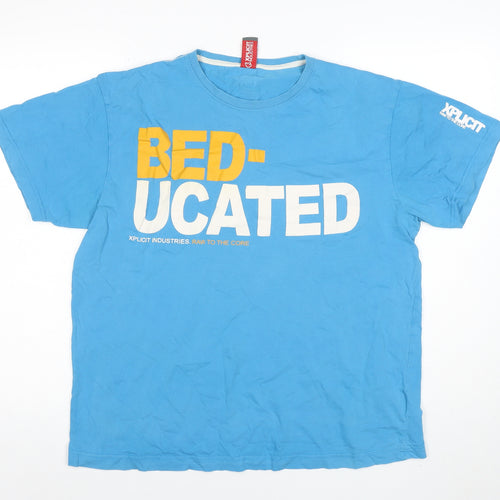 Xplicit Industries Mens Blue BEDUCATED Funny Graphic T-Shirt XL