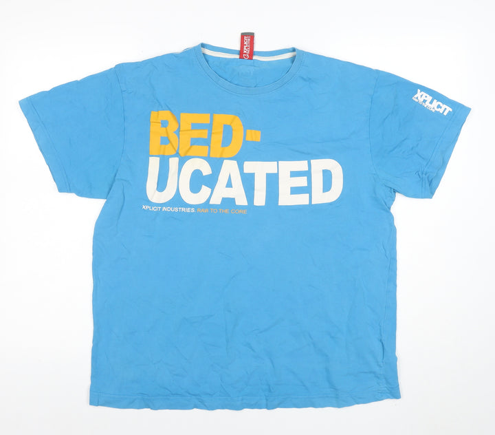 Xplicit Industries Mens Blue BEDUCATED Funny Graphic T-Shirt XL