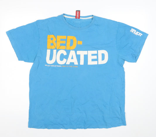 Xplicit Industries Mens Blue BEDUCATED Funny Graphic T-Shirt XL