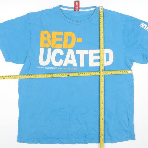 Xplicit Industries Mens Blue BEDUCATED Funny Graphic T-Shirt XL