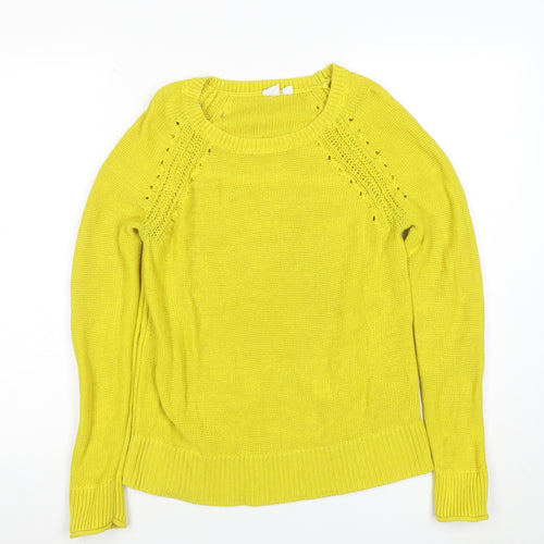 GAP Women’s Yellow Cotton Crew Neck Knit Jumper Size S