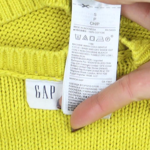 GAP Women’s Yellow Cotton Crew Neck Knit Jumper Size S