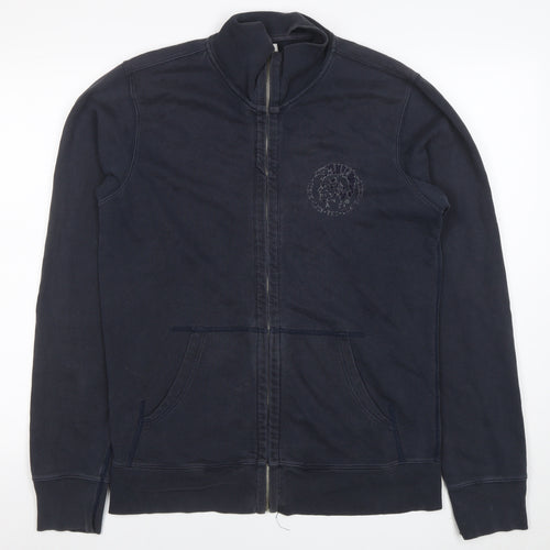 Diesel Mens Blue Full Zip Sweatshirt Size L High Neck Cotton