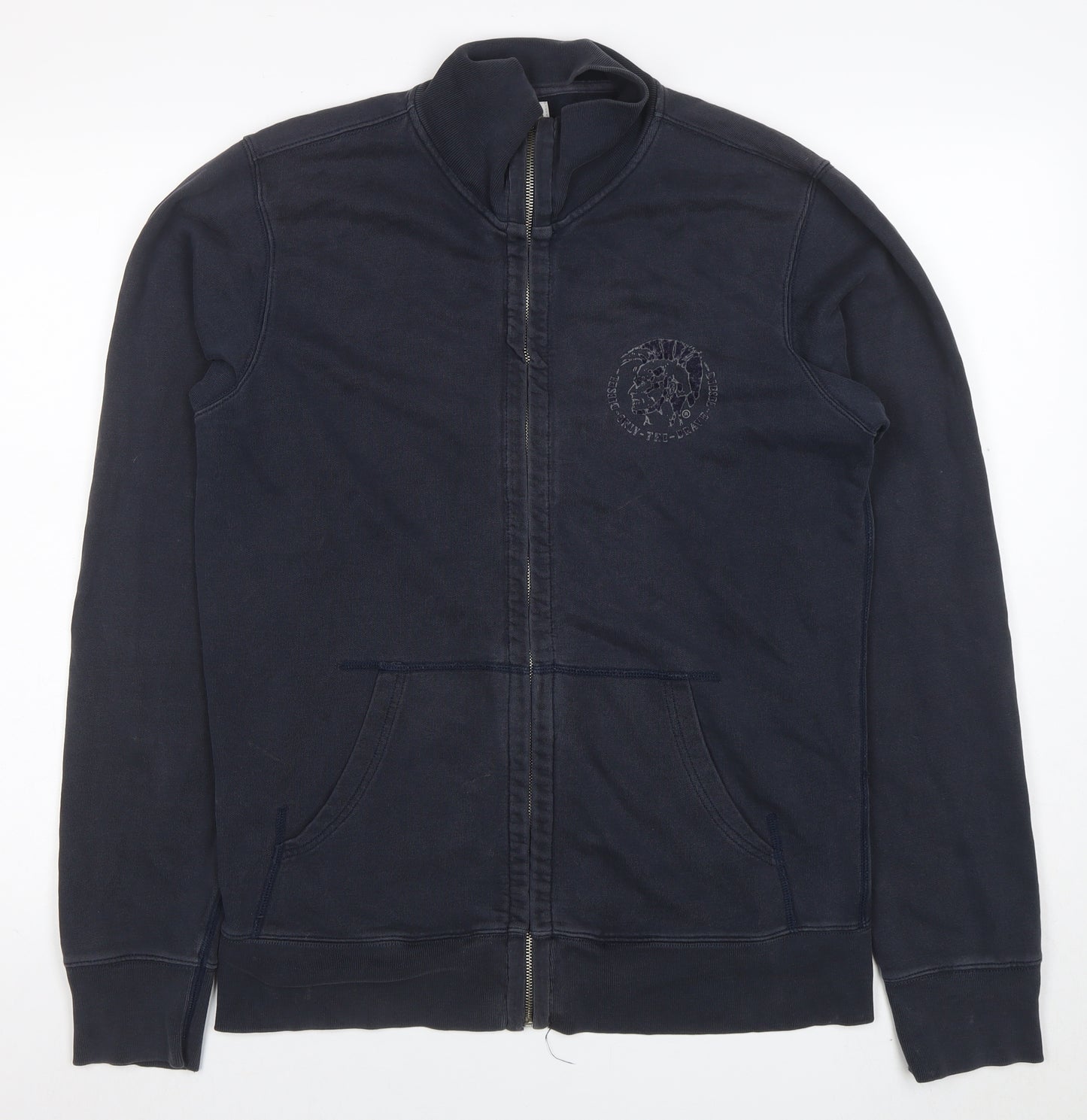 Diesel Mens Blue Full Zip Sweatshirt Size L High Neck Cotton