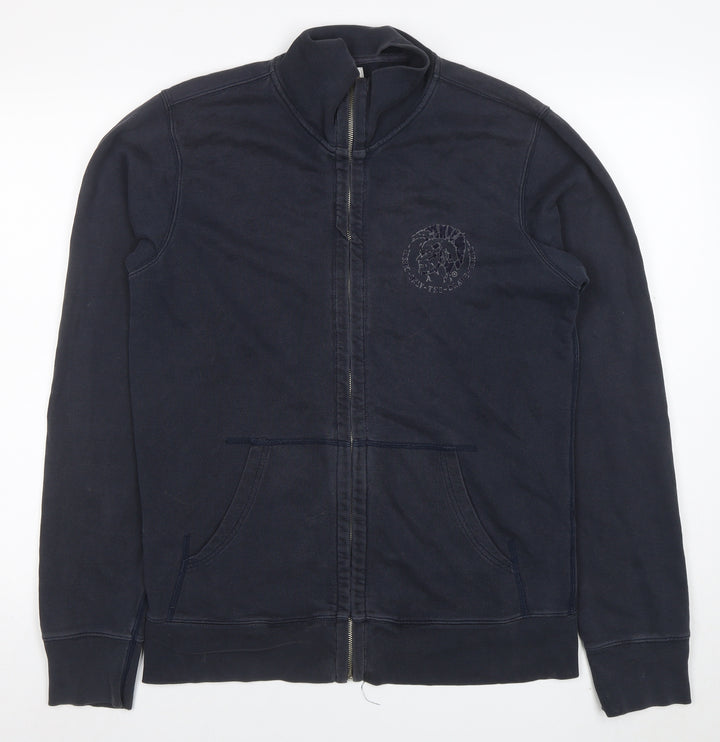 Diesel Mens Blue Full Zip Sweatshirt Size L High Neck Cotton