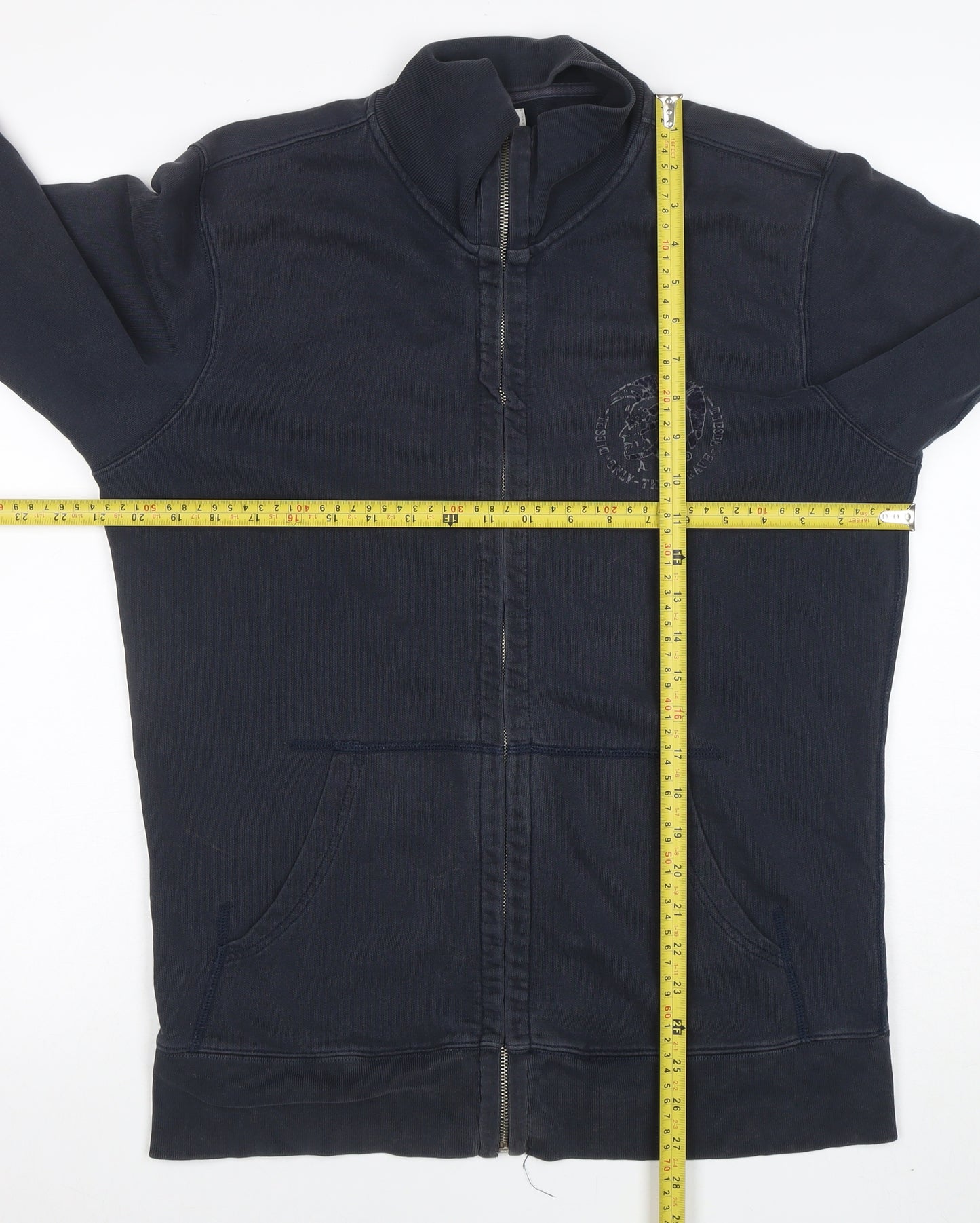 Diesel Mens Blue Full Zip Sweatshirt Size L High Neck Cotton