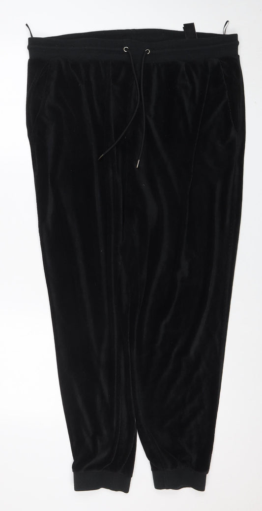 Marks and Spencer Womens Black Velvet Jogger Trousers Size 20