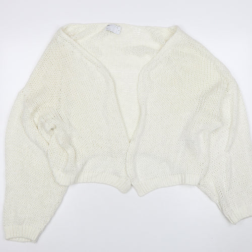 ASOS Women Ivory Open-Knit Balloon Sleeve Cardigan Size 12