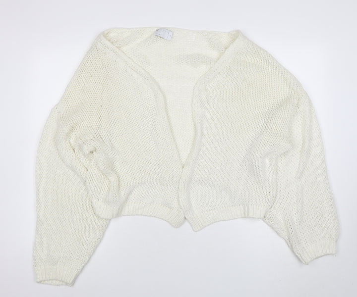 ASOS Women Ivory Open-Knit Balloon Sleeve Cardigan Size 12