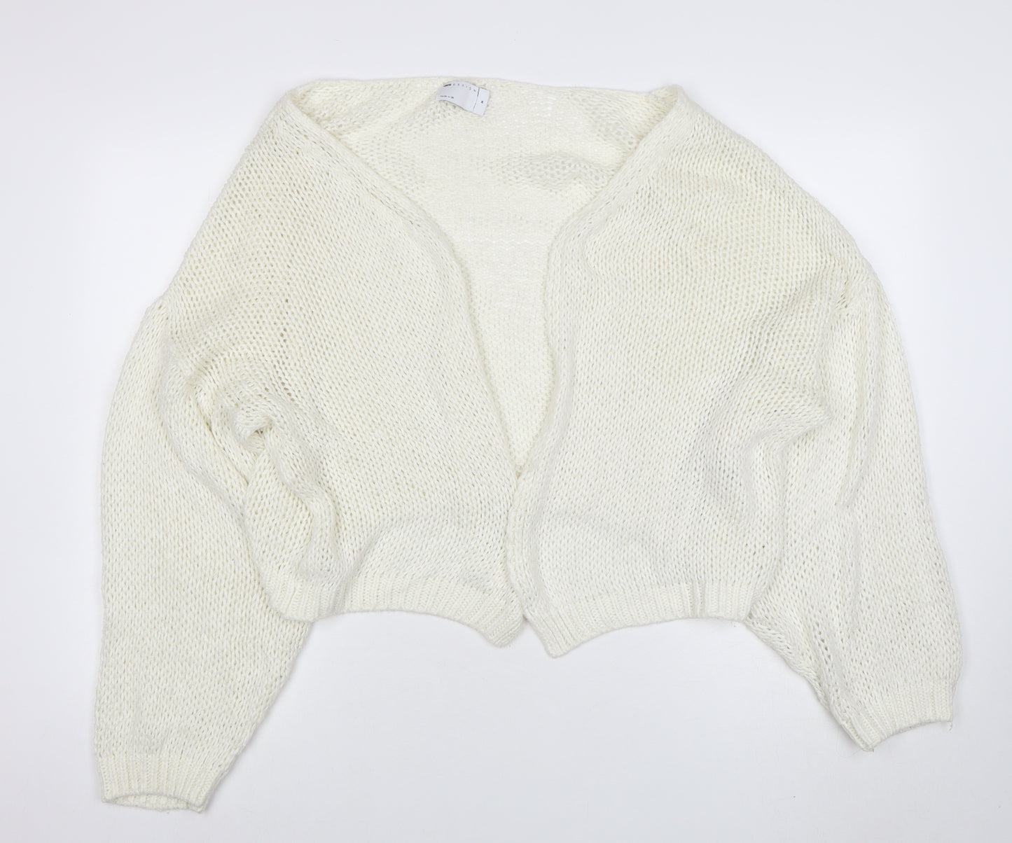 ASOS Women Ivory Open-Knit Balloon Sleeve Cardigan Size 12