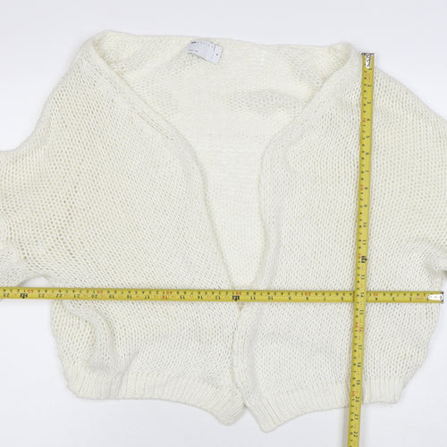 ASOS Women Ivory Open-Knit Balloon Sleeve Cardigan Size 12