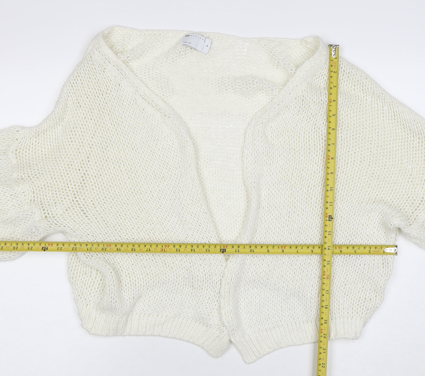 ASOS Women Ivory Open-Knit Balloon Sleeve Cardigan Size 12