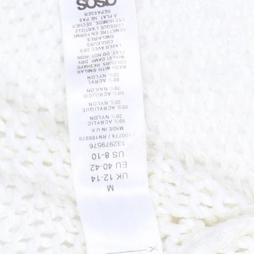 ASOS Women Ivory Open-Knit Balloon Sleeve Cardigan Size 12