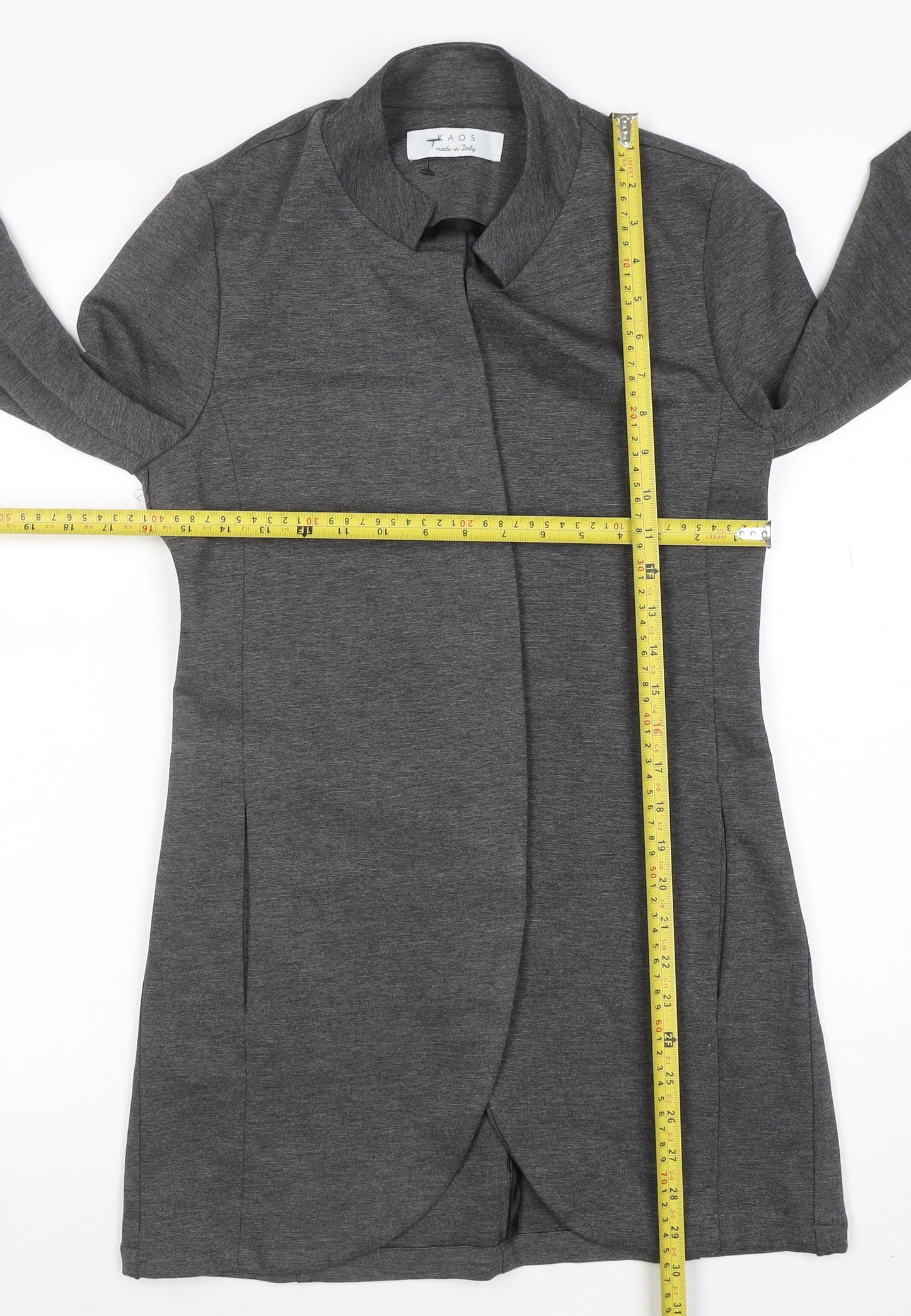 KAOS Grey Slim Fit Mid-Length Jersey Coat Unisex Adults Size 42