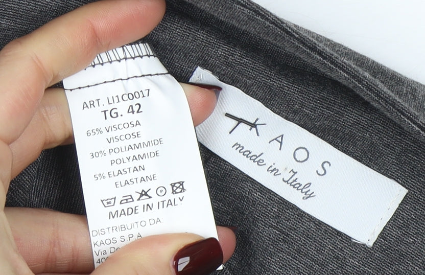 KAOS Grey Slim Fit Mid-Length Jersey Coat Unisex Adults Size 42