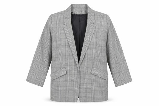 Front view of Dorothy Perkins Women's Grey Check Blazer UK14 Classic Tailored