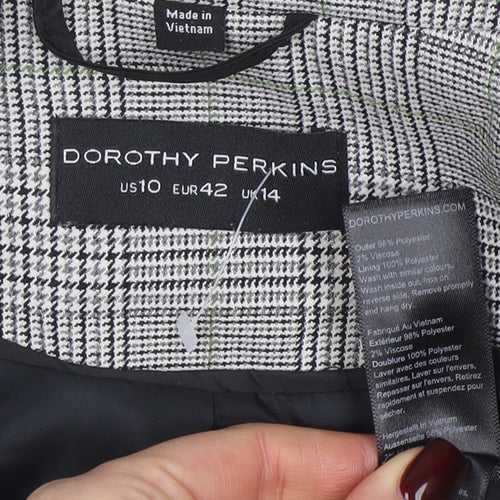 Dorothy Perkins Women's Grey Check Blazer UK14 Classic Tailored