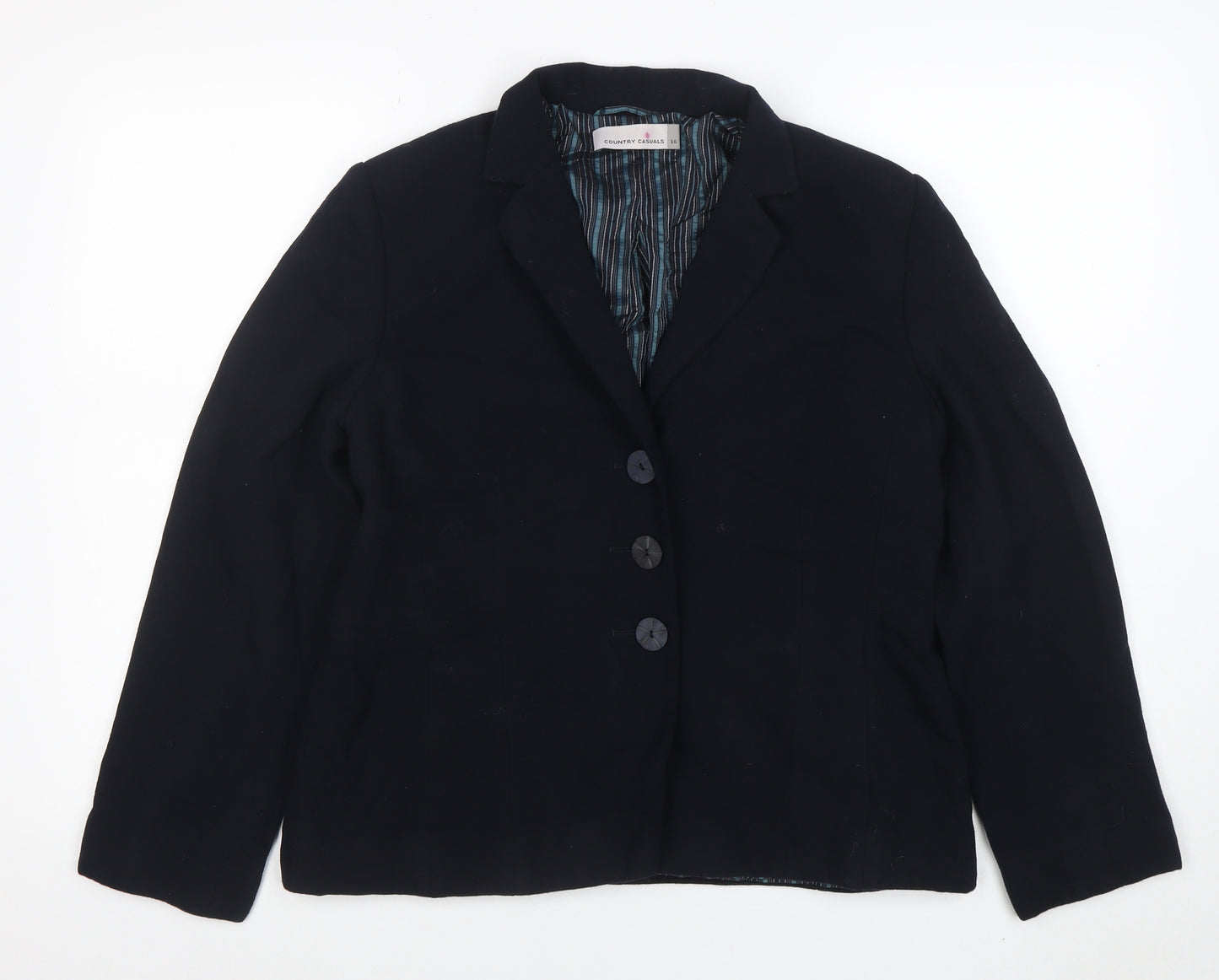 Country Casuals Womens Black Size 16 Single-Breasted Blazer Jacket