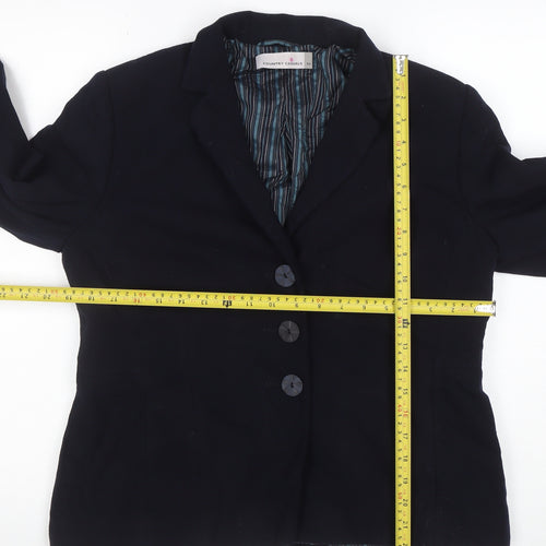 Country Casuals Womens Black Size 16 Single-Breasted Blazer Jacket