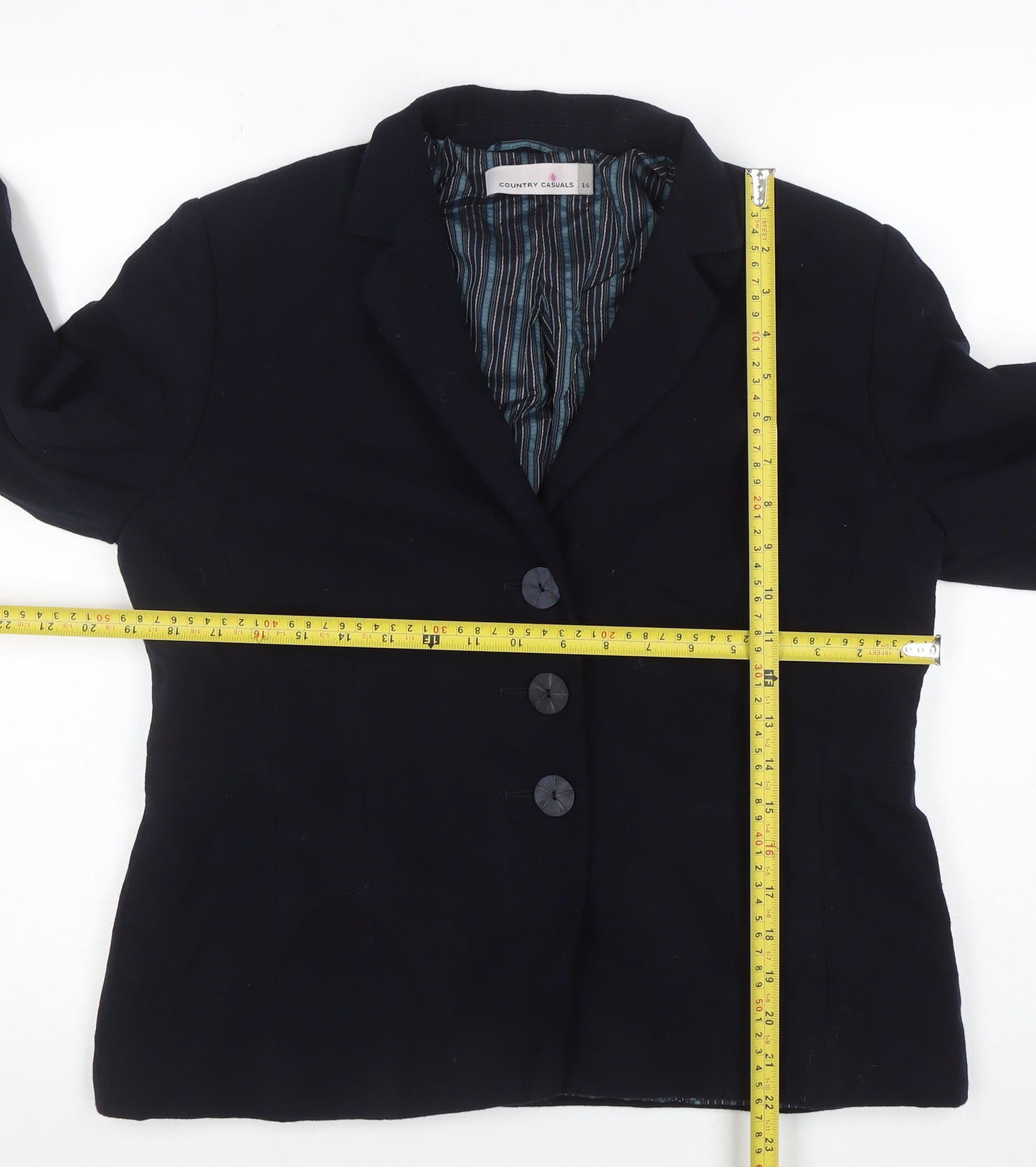 Country Casuals Womens Black Size 16 Single-Breasted Blazer Jacket