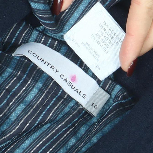 Country Casuals Womens Black Size 16 Single-Breasted Blazer Jacket