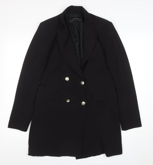 Zara Basic Women's Black Long Blazer Jacket Size 12 Classic Formal Workwear