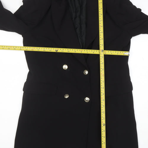 Zara Basic Women's Black Long Blazer Jacket Size 12 Classic Formal Workwear