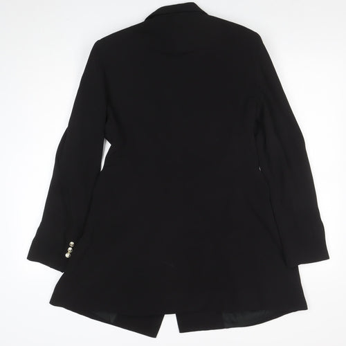 Zara Basic Women's Black Long Blazer Jacket Size 12 Classic Formal Workwear