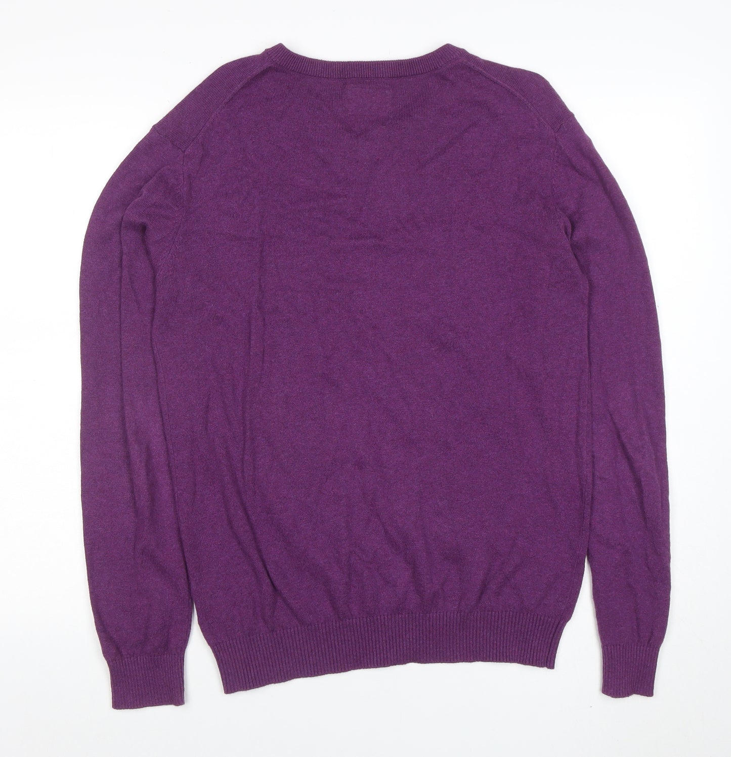 Joules Men's Purple Merino Wool V-Neck Jumper Size S