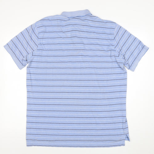 Izod Men's Blue Striped Cotton Polo Shirt XL Regular Fit