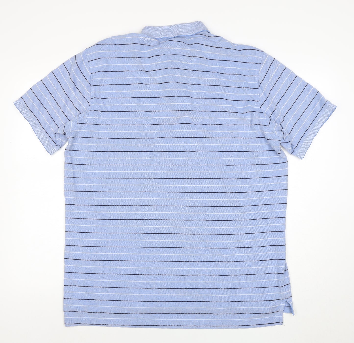 Izod Men's Blue Striped Cotton Polo Shirt XL Regular Fit